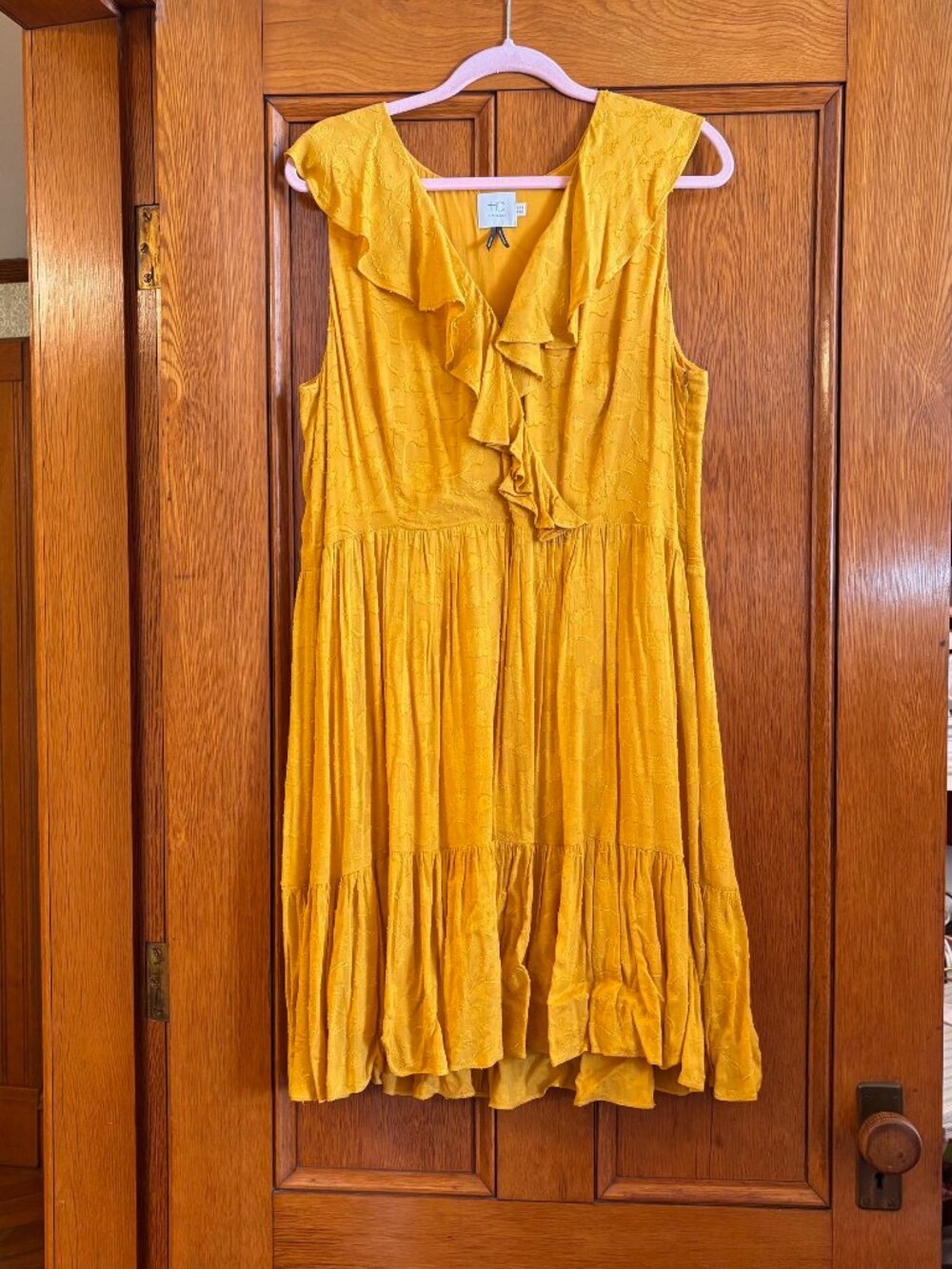 Anthropologie HD in Paris Textured Dress in Goldenrod Yellow; Size 16